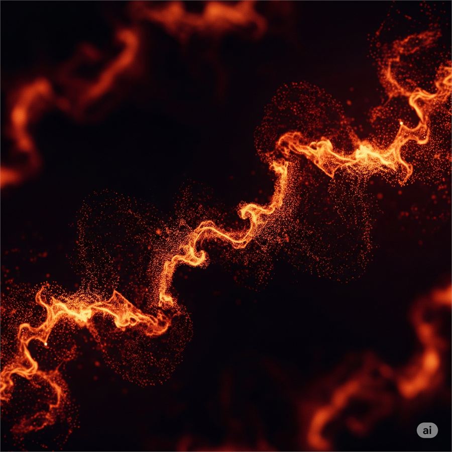 A trail of fire particles