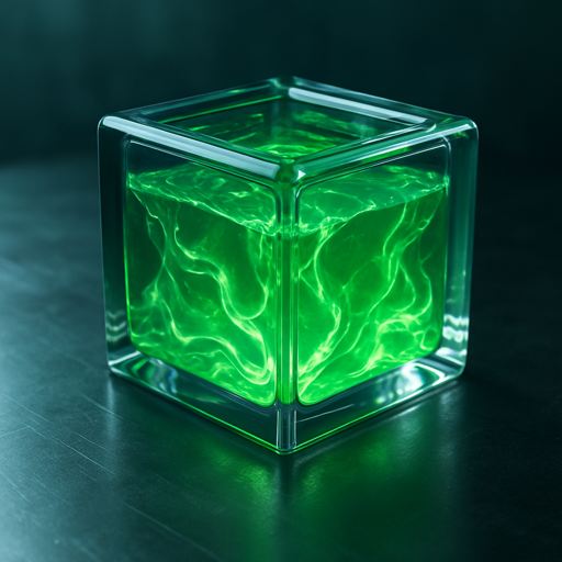 Emissive glass cube